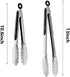 ALLTOP Metal Cooking Tongs Set of 2, Stainless Steel Food Tongs with No-slip Silicon, 9 & 12 inch, Black