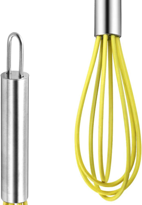 4 Pack Colorful Mini Silicone Kitchen Whisks, Stainless Steel Handles for Milk Egg Blending, 6 Inches