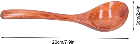 5Pcs Soup Spoons, Wooden Spoons for Eating Asian Soup, Japanese Style Ramen Noodle Soup Spoons, Brown