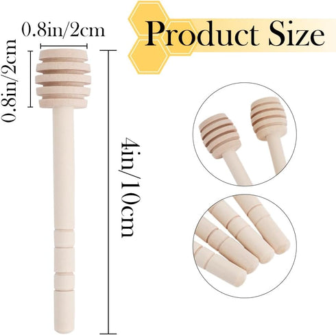50 Pack 4 Inch Wooden Honey Dipper Sticks, Mini Honey Stirrer Stick, Small Honeycomb Stick for Honeys Jar Dispense