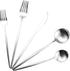 Silver Flatware, Royal 5 Piece Luxury Matte Finish 18/10 Stainless Steel Tableware Set for 1 Including Forks, Spoons,