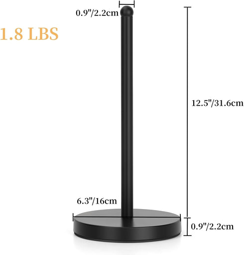 Black Paper Towel Holder Countertop, Heavy Duty Steady Weighted Towel Roll Stand Organizer for Kitchen Bathroom (A076) by E-ROOM TREND