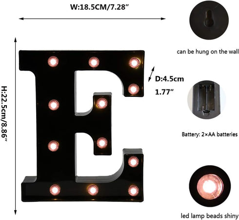 OYCBUZO Light Up Black Alphabet Marquee Letters Sign, LED Marquee Number Lights for Home Bar Christmas Decoration
