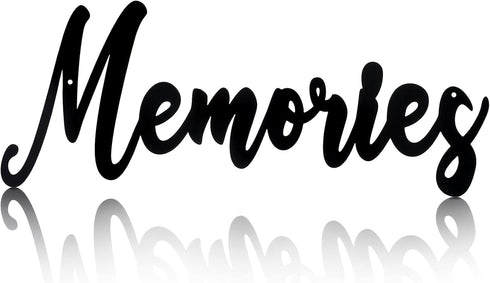 Hotop Metal Word Sign, Rustic Black Cutout "Memories" Wall Decor for Home, Library & Office