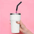 Senneny Set of 5 Stainless Steel Straws - Colorful with Silicone Flex Tips, 2 Cleaning Brushes and Portable Bag Included