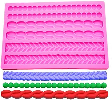 3D Pearl Knit Rope Silicone Mold for Fondant, Cake Border Decorating Molds, DIY Baking Tools