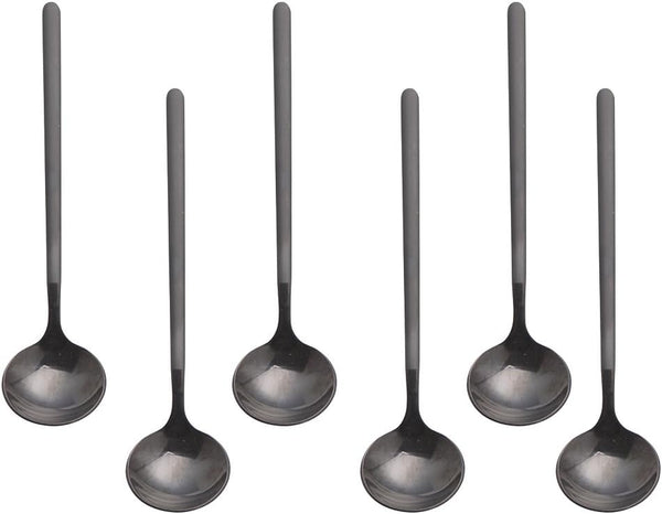 6 PCS Black Coffee Spoons, 18/8 Stainless Steel Espresso Spoons, 5.2 Inches, Vogue Mini Tea Spoon