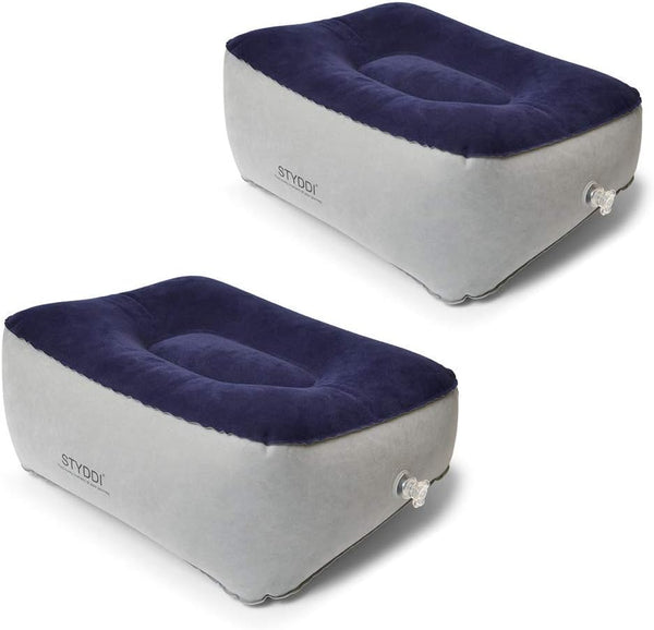 STYDDI Inflatable Foot Rest Pillow, 2 Pack Portable Leg Rest for Airplane, Train, Car, Home