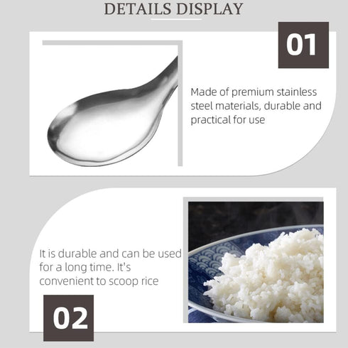 Kichvoe Rice Scooper 3pcs, Stainless Steel Rice Paddle Spoon, Metal Serving Spoon for Kitchen