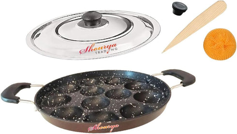 Non Stick Appam Pan, Appam Maker with 12 Pits, Nonstick Appa Chetty Paniyaram Pan Patra