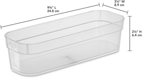 Sterilite 13538608 Narrow Storage Trays, Clear, 24 Pack with Sturdy Banded Rim for Organizing