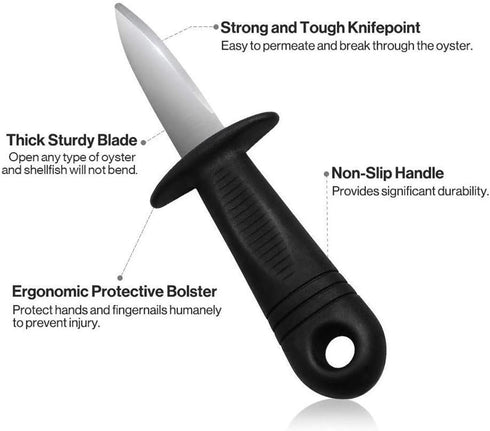 Dhieong 8 Pack Oyster Knife Oyster Shucking Knives - Food Grade Stainless Shucker Oyster Shuckers with Non Slip Handle