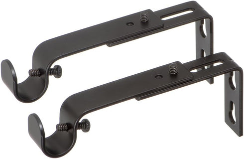 Ivilon Adjustable Brackets for Curtain Rods - Set of 2 for 1/2 or 5/8 Inch Rods - Antique Black