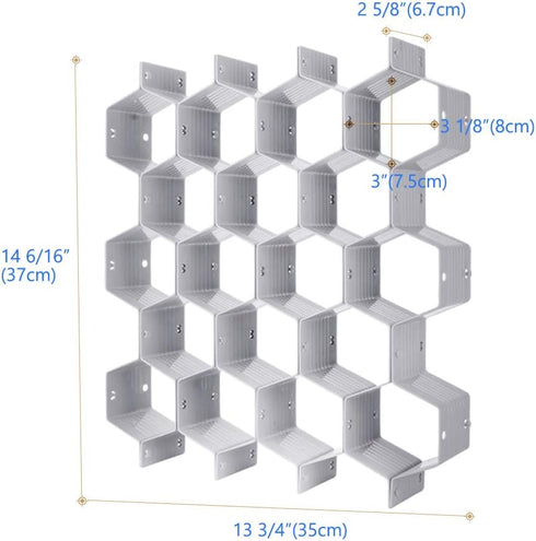 Poeland Adjustable DIY Drawer Divider Organizer, Honeycomb Divider for Underwear, Belt, Scarf, Socks, Gray