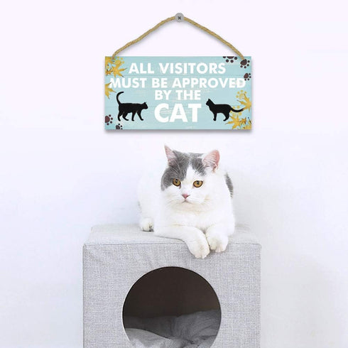 TOARTi Funny Cat Wood Sign, 12.5x25cm Cat Gift for Cat Lovers, Black Cat Wooden Plaque for Home Decoration