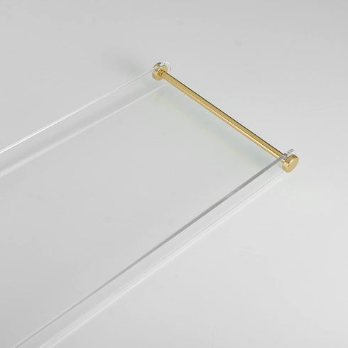Beelee Bathtub Tray Clear Caddy Rack, Acrylic Tub Tray with Gold Rails for Book, Phone, Candle, Wine