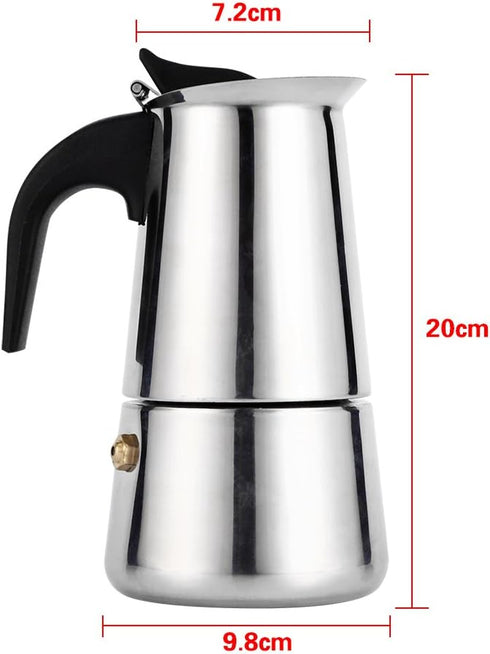 Coffee Maker - Stainless Steel Percolator Stovetop Espresso Latte Maker - Easy Clean (300ML 6 Cup)