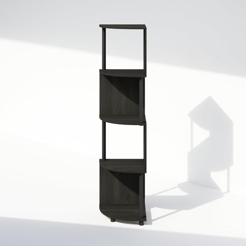 4-Tier 14.2 14.2 57.7, Furinno Basic Book Shelf, Bookshelf, Bookcase with Zigzag Corner Shelf, x x for Living Room