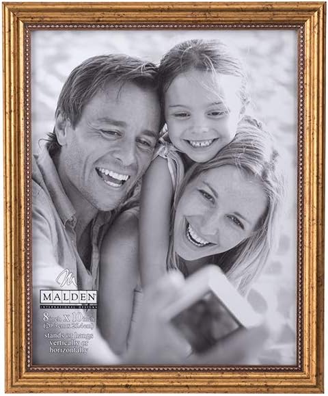 Malden International Designs Classic Wood Picture Frame, Gold, 8x10