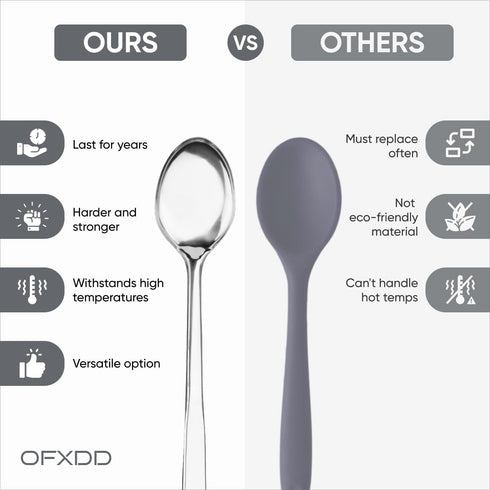 Restaurant Serving Spoons, 12.99 Inch Large Stainless Steel Spoons for Buffet, Banquet, Set of 3