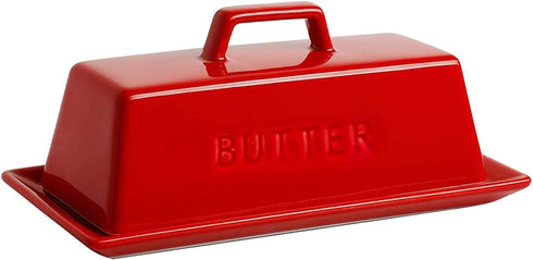 Porcelain,7" Countertop Butter Dish with Lid, Butter Keeper Butter Dishes-Dishwasher Safe, Ceramic Butter Dish