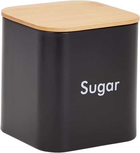 Juvale Coffee Tea Sugar Container Set - Black Iron Square, 3 Pack, 48 oz Each - Kitchen Canisters with Tight Seal Lids