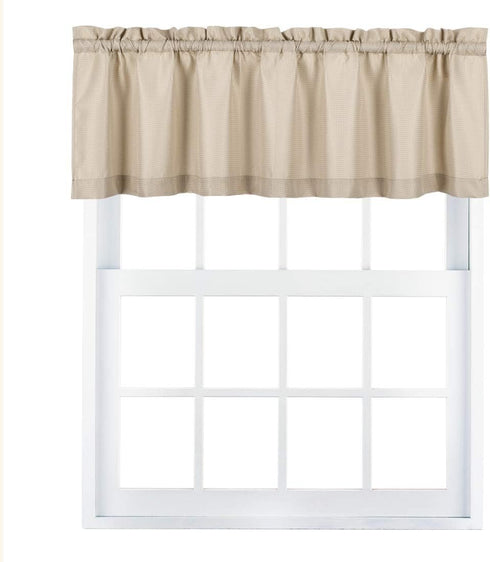 Valea Home Waffle Woven Textured Valance Curtains for Bathroom - Water Repellent Window Covering Short Curtain, Taupe,