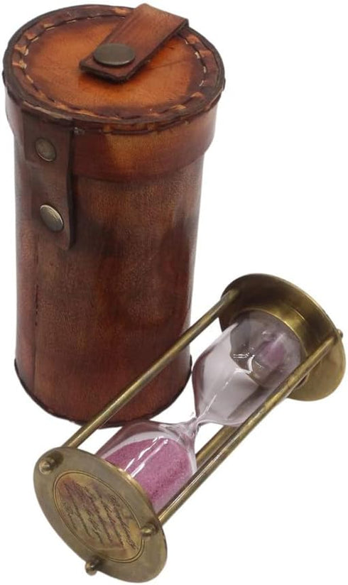 Brass Hourglass with Inspirational Quote, Go Confidently by Thoreau, Motivational Gift with Leather Case