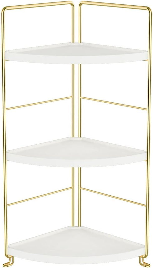 Golden 3-Tier Kitchen Spice Rack, Triangle Bathroom Countertop Storage Shelf, Stackable Organizer, Corner Shelf