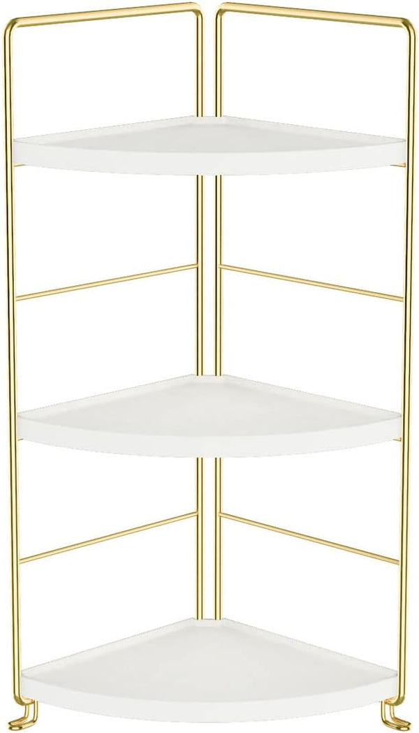 Golden 3-Tier Kitchen Spice Rack, Triangle Bathroom Countertop Storage Shelf, Stackable Organizer, Corner Shelf