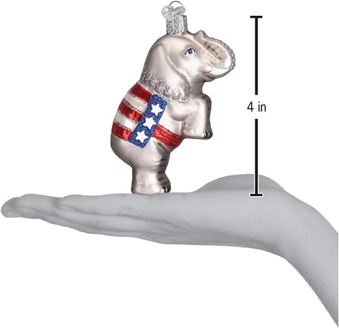 Old World Christmas Republican Elephant Glass Blown Ornaments for Christmas Tree