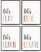 PLKMN Let's Play Read Wall Art Prints Decor Set of 4 -
