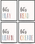 PLKMN Let's Play Read Wall Art Prints Decor Set of 4 -