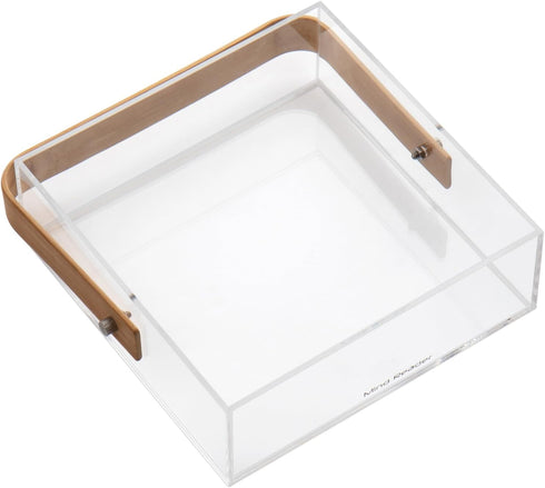 Mind Reader Napkin Holder - Kitchen Storage Countertop Organizer Caddy, Acrylic, 7.25"L x 7.25"W x 5.5"H, Brown