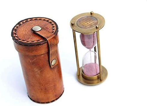 Brass Hourglass with Inspirational Quote, Go Confidently by Thoreau, Motivational Gift with Leather Case