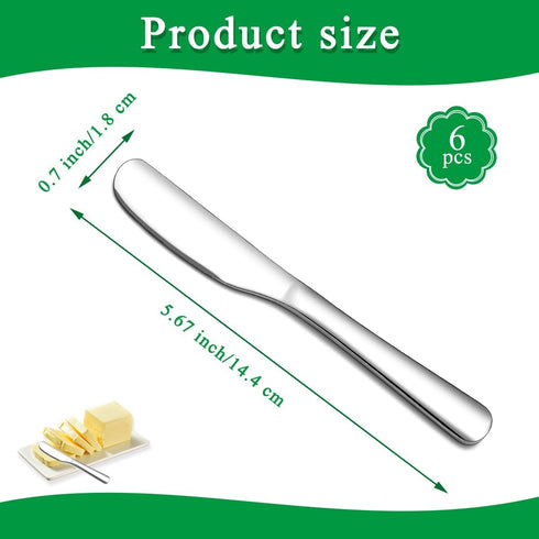 Set 6 HOMQUEN Stainless Steel Butter Knife, Butter Spreader, Butter Knives, Butter Spreader Knife for Kitchen