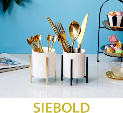 SIEBOLD Kitchen Utensil Holder, Silverware Organizer with Metal Frame, Perfect for Home, Countertop, Party, and Outdoor