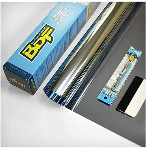 BDF S05 Window Film Daytime Privacy and Heat Control, Mirror Silver 5 (Very Dark), 24in X 16ft