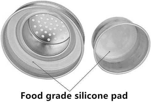 4 Pack Stainless Steel Mason Jar Shaker Lids with Silicone Seals for Dredge Flour, Mix Spices, Sugar, Salt, Peppers,