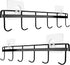 2Pcs Kitchen Utility Hooks - Wall Mount Utensil Rack with 6 Hooks, Space Saving Kitchen Holder (Black)