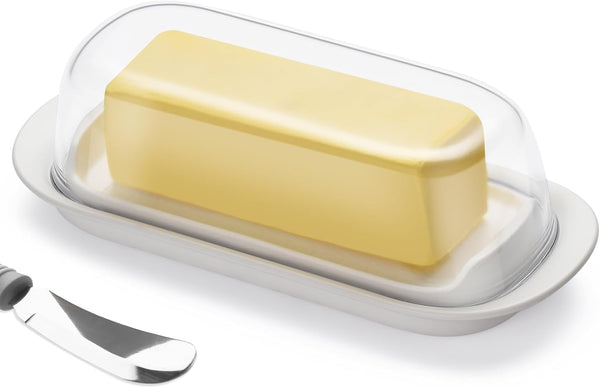 Hekeieon Butter Dish with Clear Lid, Butter Keeper, Easy Scoop,Butter Container Holds for