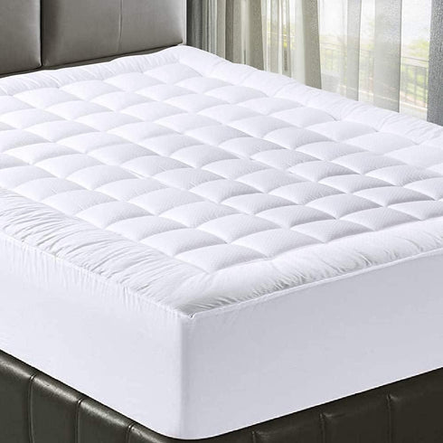 MATBEBY Quilted Fitted King Mattress Pad, Cooling Breathable Soft Pad, Stretches up to 21 Inch Deep, White