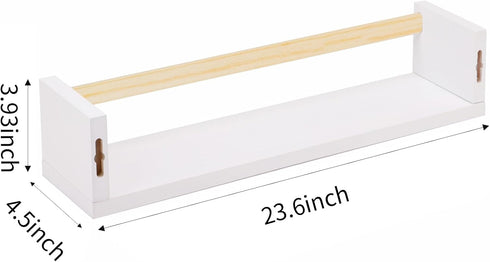 23.6 Inch Set 3, Fixwal Nursery Book Shelves, Floating Bookshelves for Wall of Baby Nursery Decor, Solid Wood Wall