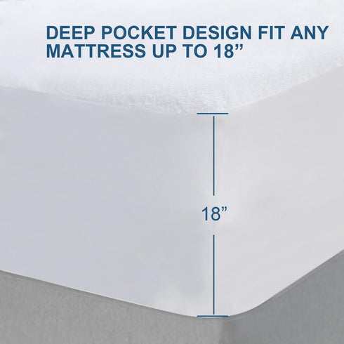 Split King Mattress Protector - Waterproof Cover for Adjustable Bed, Breathable and Noiseless