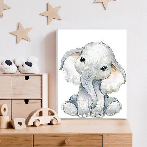 ANIUHL Nursery(Set 4, 8 10 inch) Woodland Animals Wall Art Framed Canvas Prints Watercolor Zebra Fawn Tiger Elephant