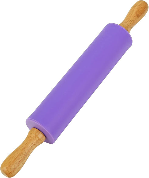 Koogel 12 Inch Rolling Pin for Baking, Non-Stick Silicone Handle for Kids Kitchen Activity