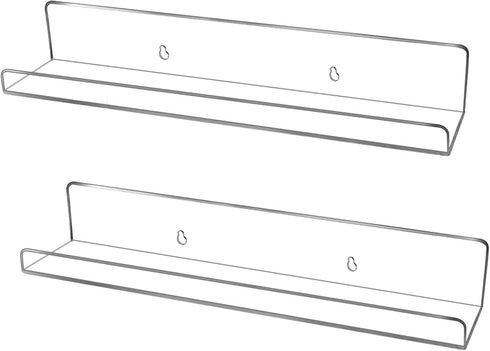 evron Acrylic Floating Shelves 2-Pack Clear Wall Shelf for Bathroom, Bedroom, or Kitchen