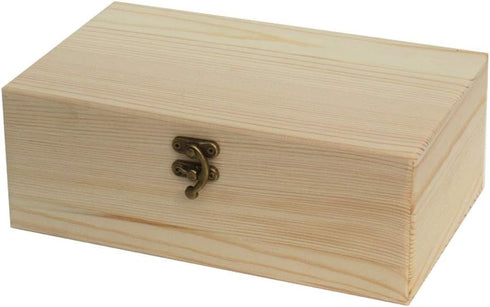 Zhou Pine Wood Storage Box - Natural DIY Accessories Set with Hinged Lid, Perfect for Art Lovers and Family Collections