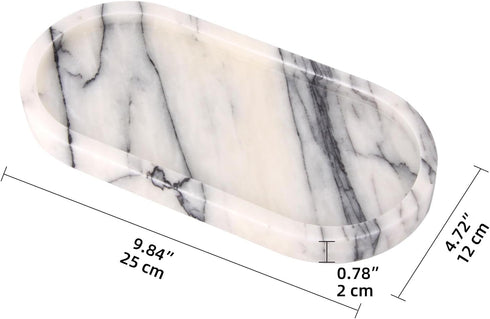 HESHIBI Countertop 10" 5" 0.6") Oval Marble Bathroom Vanity Tray, Natural Luxury Marble Home Kitchen Bathroom Table