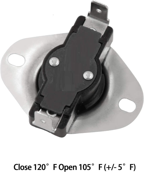Thermostat Switch for Fireplace Blower Fan, Temp Sensor for Wood Stove, Snap Disc Thermal Control (120°F ON, 105°F Off)
